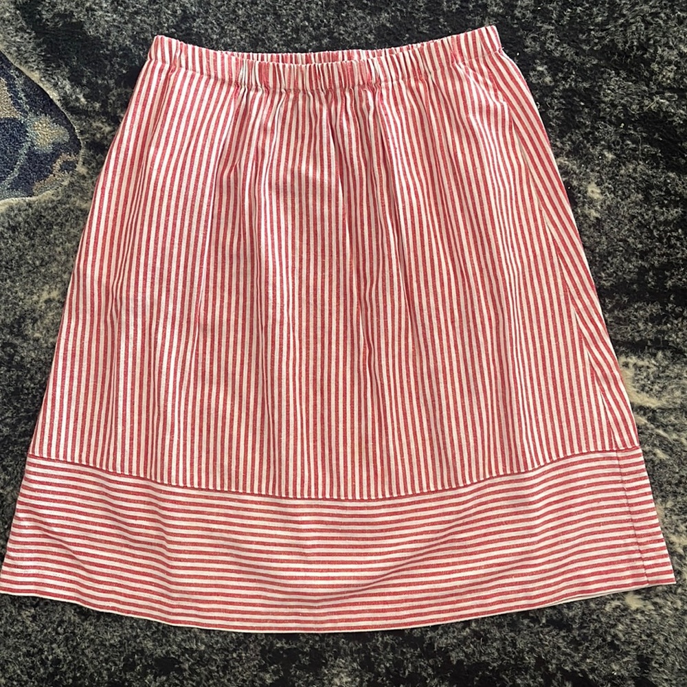 J. Crew Linen-feel Summer Red Striped Skirt